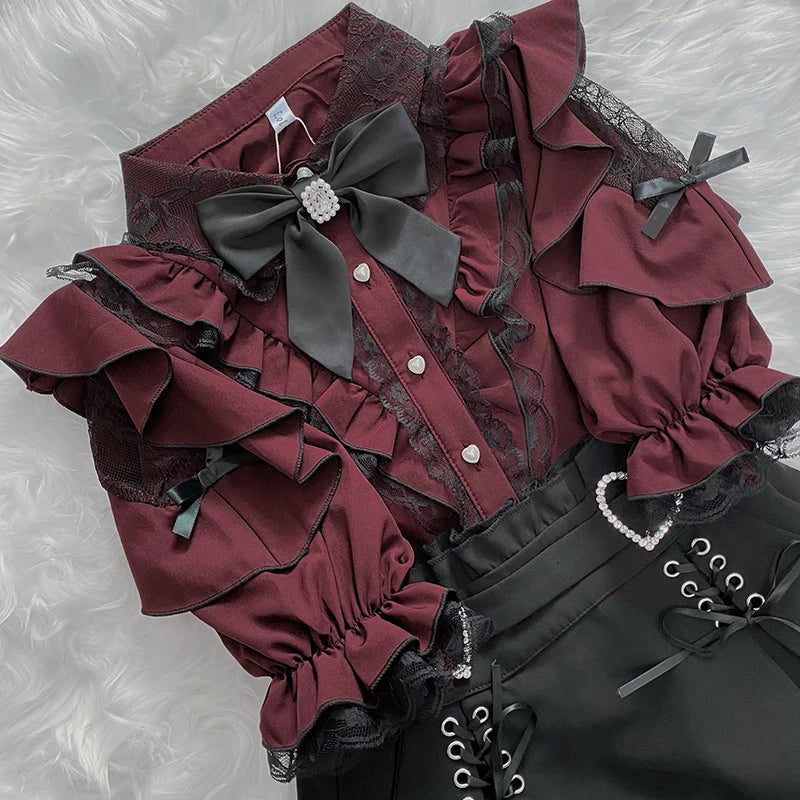 Women's Jirai Kei Lolita Long-Sleeve Blouse