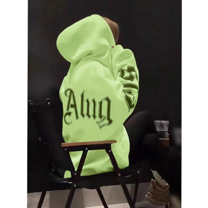 This year's new autumn and winter tide brand letter fashion hooded couple hoodie senior design sense loose large size coat