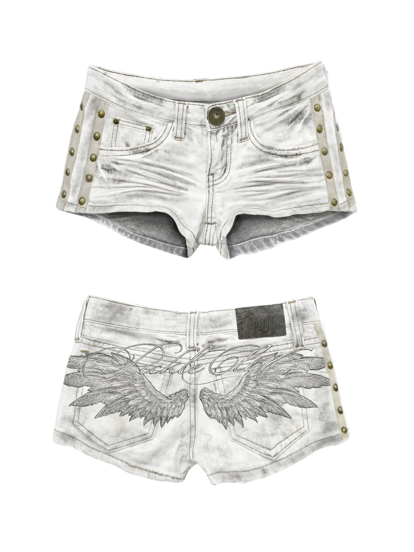 Women's Y2K Angel-Wing Denim Shorts Set