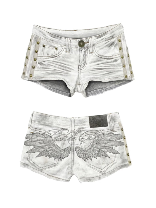 Women's Y2K Angel-Wing Denim Shorts Set