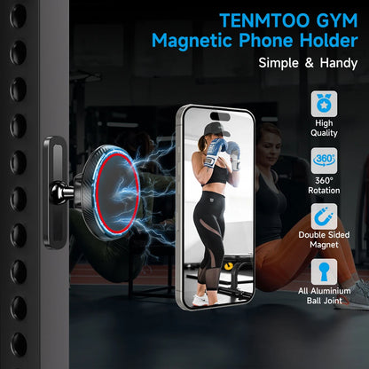 Tenmtoo Gym Magnetic Phone Holder 360 Adjustable Stand for MagSafe Compatible with All 4.7-6.5 Inch Smartphones iPhone 15 14 13