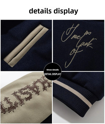 Man Baseball Jacket Winter Letter Embroidery Varsity Jacket Women American Vintage Coat Warm Fashion Hip Hop Original Original