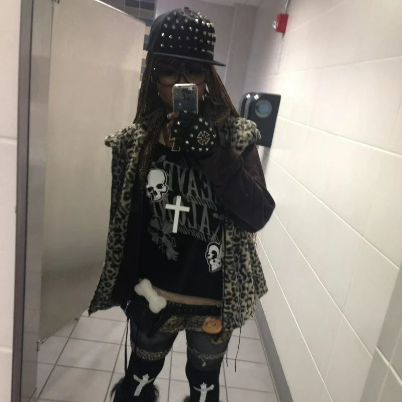 Rock Rivet Baseball Cap Women Men Punk Gothic Hip Hop Metal Stud Peaked Caps Subculture Girls Y2K Rock Metal Rivet Flat Hats