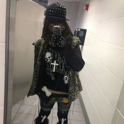 Rock Rivet Baseball Cap Women Men Punk Gothic Hip Hop Metal Stud Peaked Caps Subculture Girls Y2K Rock Metal Rivet Flat Hats