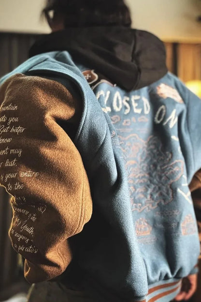 Men's Vintage Embroidered Baseball Jacket - Y2K Streetwear