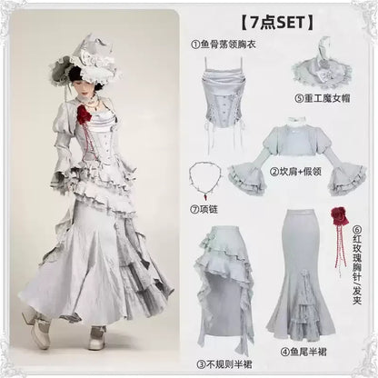 Women's Gothic Camisole Fishtail Skirt Set