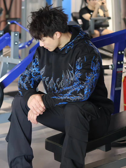 New Men's Fashion Hoodie for Spring/Fall | Street Style Color-Block Print Pullover | Comfortable Versatile with Pockets