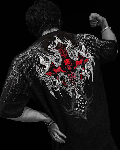 BREATHEDIVINITY Goth dark style pure cotton sports fitness men's short-sleeved t-shirt