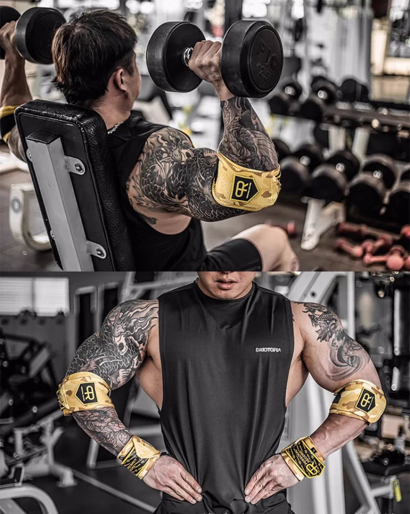 2Pcs Weightlifting Elbow Wraps Flexible 90cm Elbow Compression Strap & Joint Support Brace for Bench Press Powerlifting Pressing