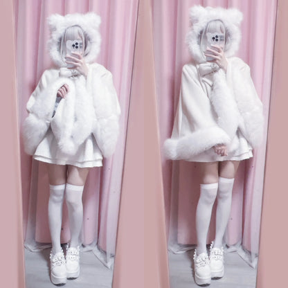 Women's Lolita Cat-Ear Wool Cape