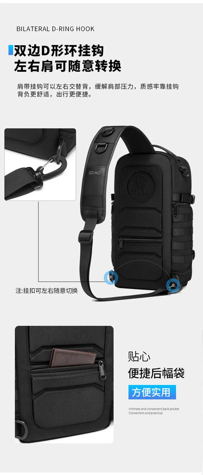 Ozuko Belly Bags Men's Chest Bag Outdoor Tactical One Shoulder Crossbody Bag High Capacity Waterproof Sports Bag For Man