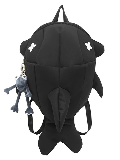 Whale Design Dual Shoulder Backpack Unisex Street Style Cycling Bag Fashionable Student Backpack for Men And Women