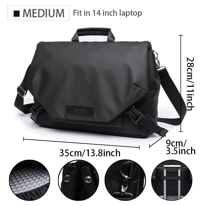 MATE ELAN Waterproof Business Men's Messenger Bag, Multi-functional Laptop Case, Casual Large Capacity Crossbody Bag for Men