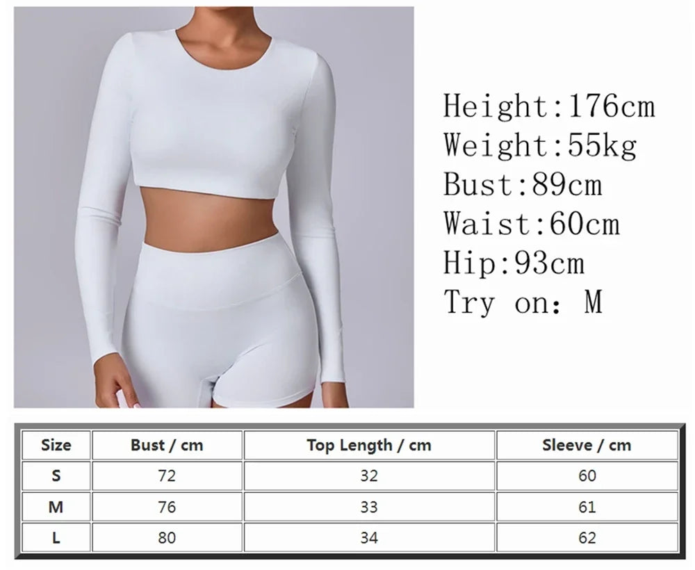 Crop Top Women Long Sleeve Tees 2026 Gym Shirt Padding Sports T-shirts Push Up Yoga Clothing Black White Blue Coffee Gray Navy
