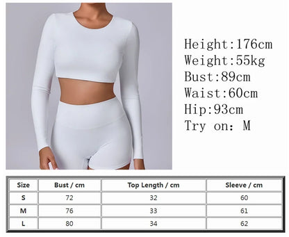 Crop Top Women Long Sleeve Tees 2026 Gym Shirt Padding Sports T-shirts Push Up Yoga Clothing Black White Blue Coffee Gray Navy