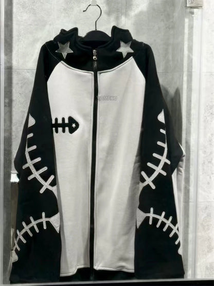 Japanese Cat Ear Fish Bone Hoodie Women Subculture Vintage Y2k Harajuku Punk Oversized Sweet Cardigan Zipper Sweatshirts
