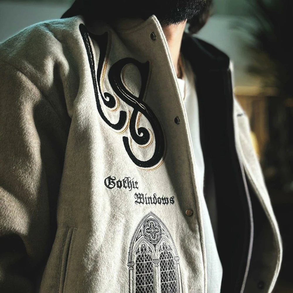 Apex Ritual – トレンディな重厚刺繍ベースボールジャケット – アメリカンハイスクールY2kヒップホップユニセックスジャケット