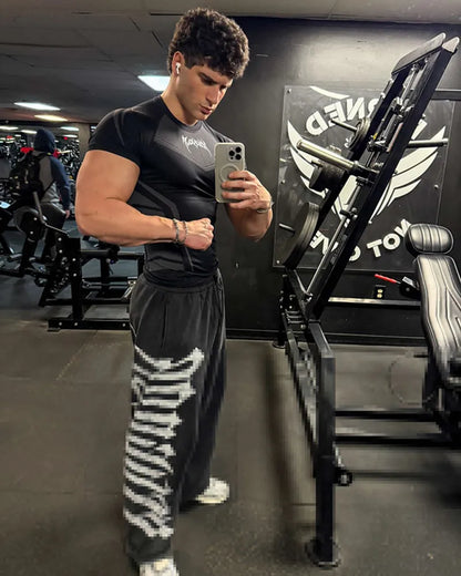Men's Compression Short Sleeve T-Shirt Tribal Print Workout Tops Breathable Quick Dry Athletic Base Layer for Gym Training Bodyb