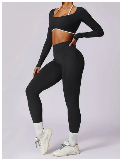 Apex Ritual Women's Backless Long-Sleeve Yoga Top – Quick-Dry Training Shirt