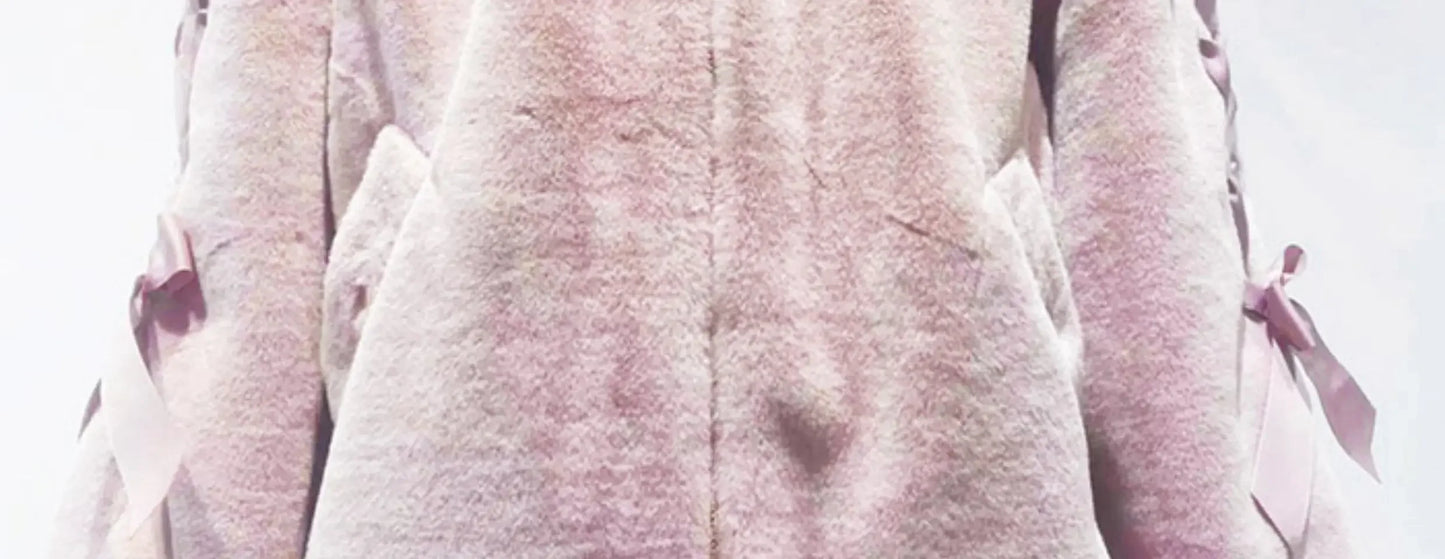 High Quality Japanese Winter New Sweet Cute Mine Cute Rabbit Ear Plush Cotton Coat Jacket Girl Lolita Fur Coats Women Parkas