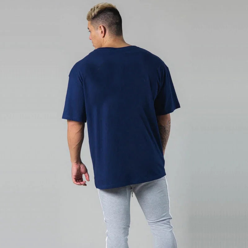 Apex Ritual – メンズレタープリントオーバーサイズスポーツTシャツ – トレーニングストリートウェアTシャツ