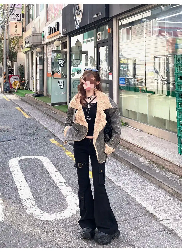 Aesthetic Dark Style Street Y2K Slim Fit Jeans Women's Vintage Sheath Gothic Pants High Waisted Hotsweet Black Denim Trouser