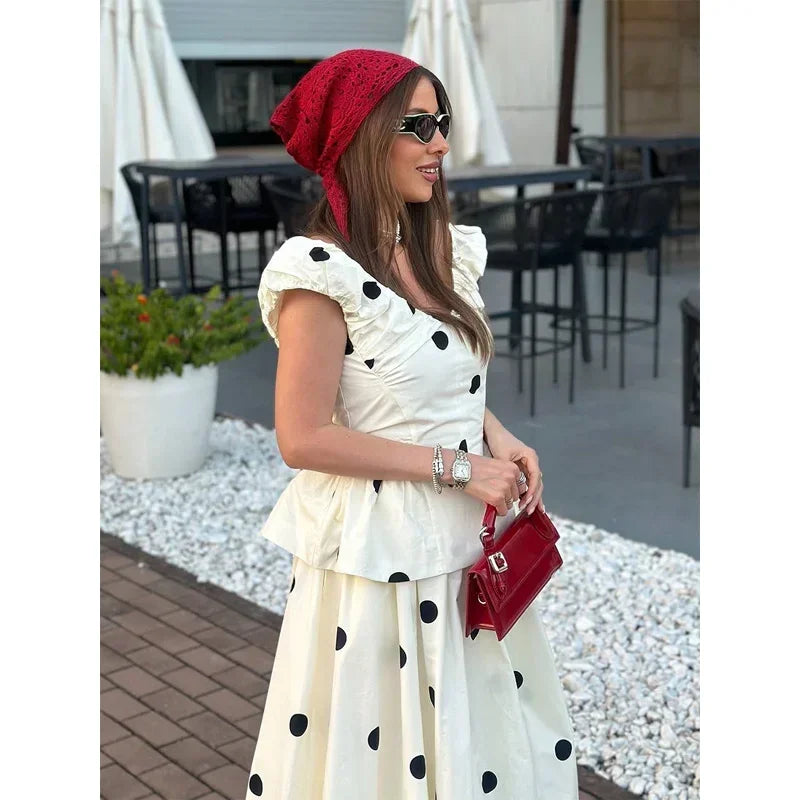 Vintage Polka Dot Backless Tank Tops Sexy Summer Street Chic Slim Deep V Neck Vest Casual Ruffles Sleeveless Tops Woman 2026
