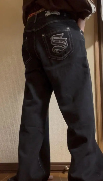 Woman Jeans Cargo Pants Women Clothing Y2k Baggy Harajuku Retro Hip Hop Embroidery Trousers Streetwear Ladies for Women