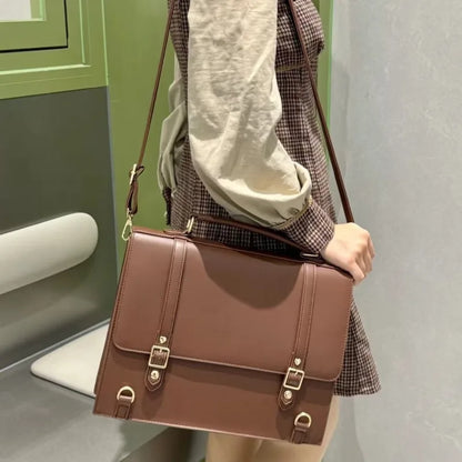PU Leather Japanese Brown Ita Backpacks Transparent Jk Lolita Pain Bags Flap Pocket Student Shoulder Bags Preppy Style Bag Girls