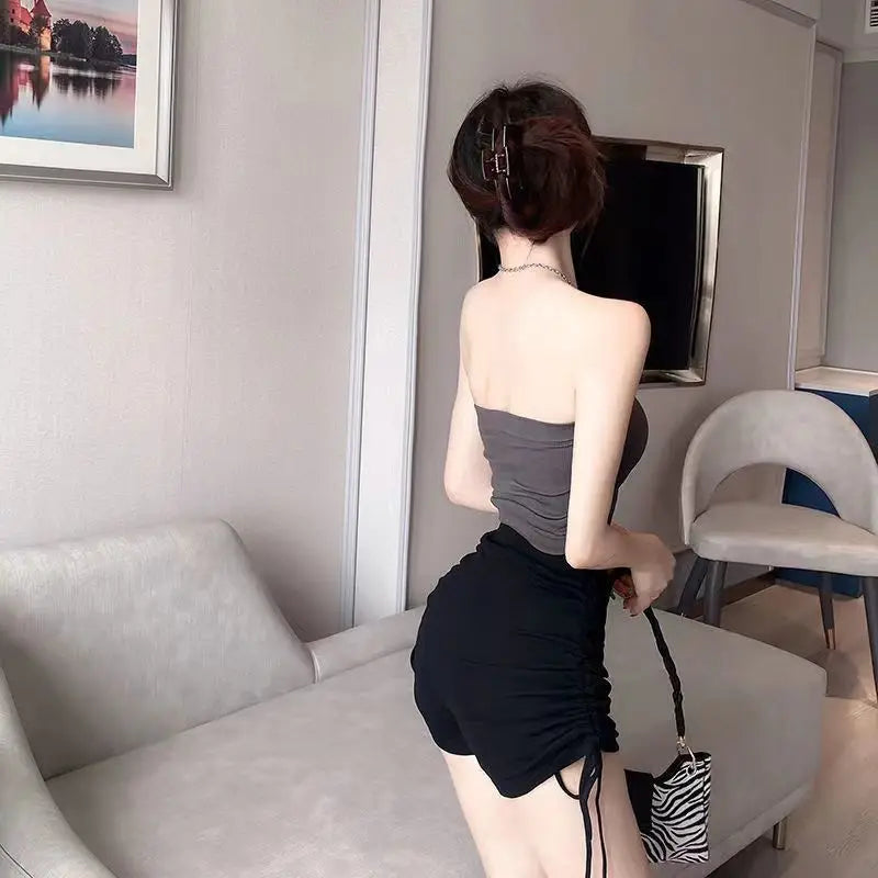 Summer Yoga Shorts Women Fitness Shorts Running Cycling Shorts Breathable Sports Edge Drawstring High Waist Workout Gym Shorts