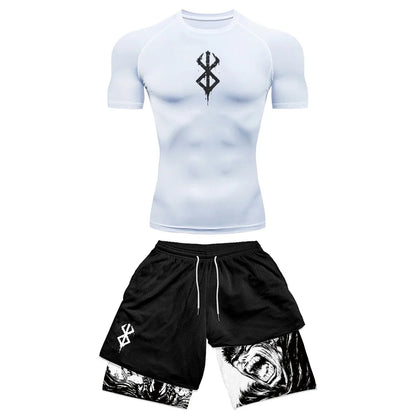 Apex Ritual Men's Compression Set – 3D Print Rash Guard Top & Shorts