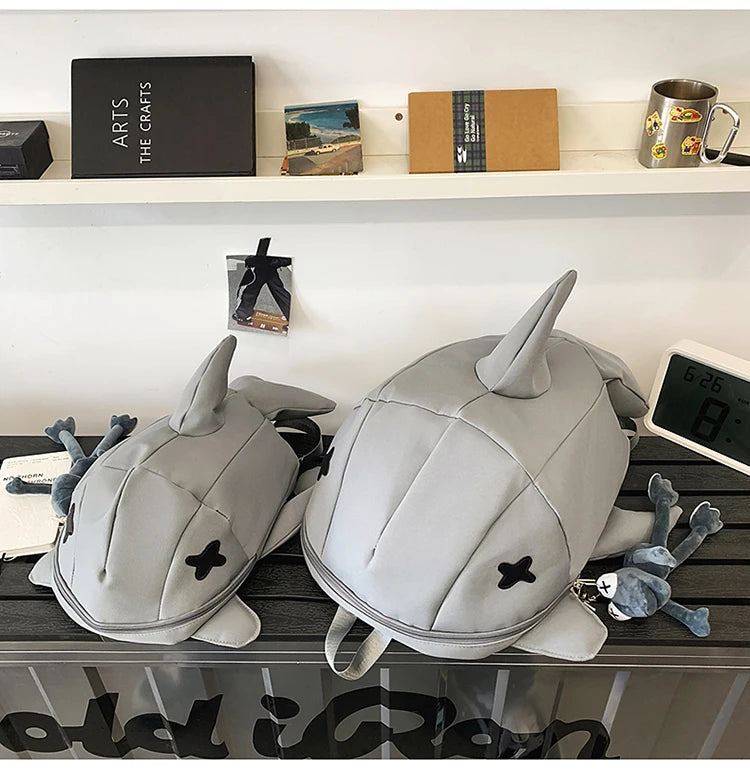 Whale Design Dual Shoulder Backpack Unisex Street Style Cycling Bag Fashionable Student Backpack for Men And Women