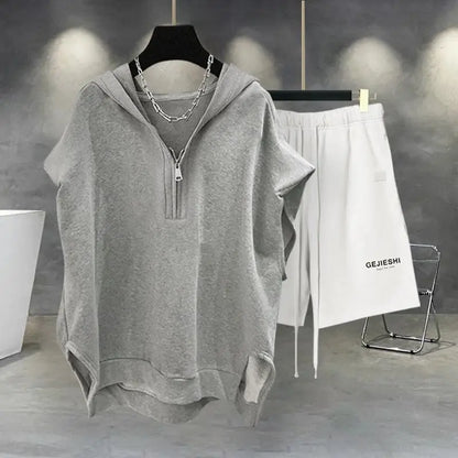 Korean Large Size Casual Sports Shorts Single Piece/suit Men Trend All-match Fashion Straight Leg Loose Half Pants Streetwear