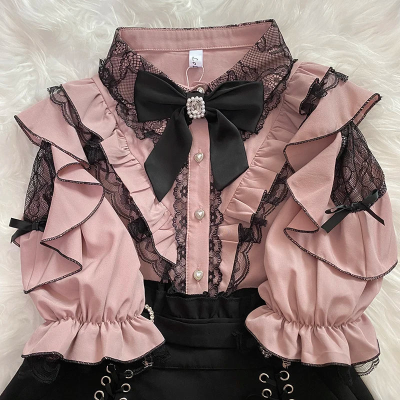 Women's Jirai Kei Lolita Long-Sleeve Blouse