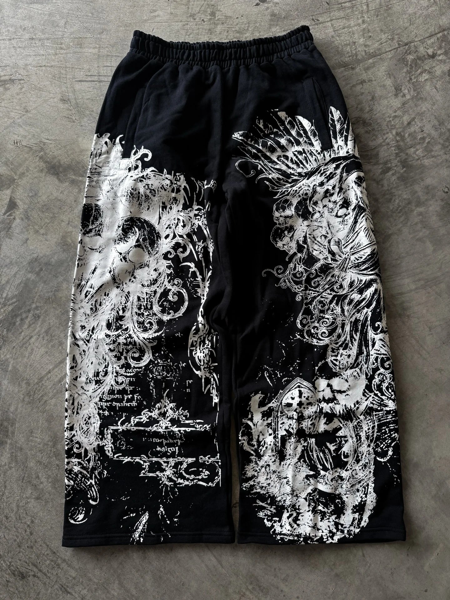 White Skull Gothic Casual Pants Mens American Retro Punk Dark Jogging Pants Harajuku Trend Sweatpants