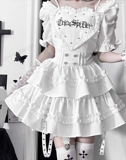 Women's Gothic Puff-Sleeve Sweetheart Dress