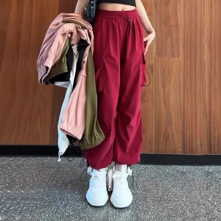 Bla Summer Thin Spor Wide Leg Casual Pants Qui Dry Jazz Dance Loose Fit Workwear Trousers High Waist Elastic Waisand