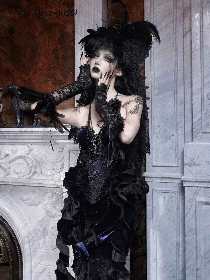 Women's Gothic Velvet Corset Waist Top