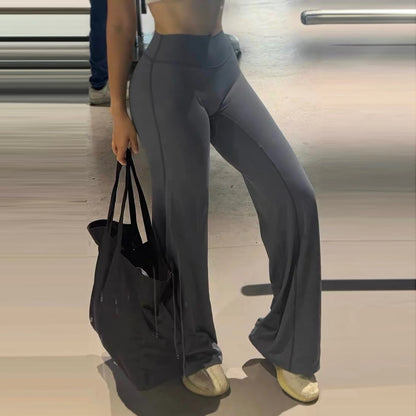 Women Flared Trousers Leggings Gym Outdoor Fitness Athletic Workout Straight Leg Sports Training Loose Yoga Pants