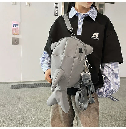 Whale Design Dual Shoulder Backpack Unisex Street Style Cycling Bag Fashionable Student Backpack for Men And Women