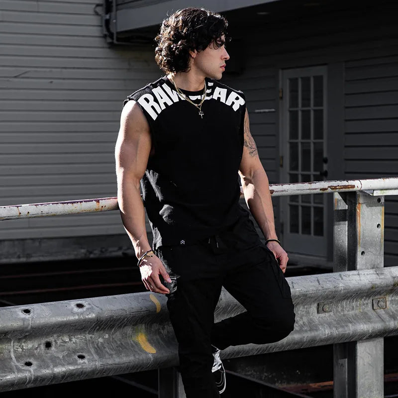 Men's Summer Cotton Tank Top Muscle Gym Fitness Workout Sleeveless Shirts O-Neck Vest Casual Sports Tops Male Trendy Breathable