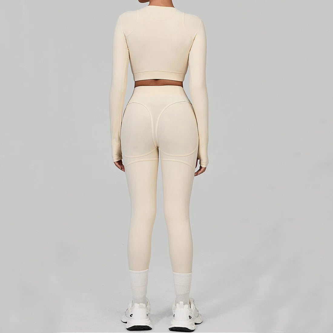 Long Sleeve Shirt Yoga Sets Sports Crop Tops Fitness Hip High Waist Skinny Running Workout Gym Leggings Women Activewear XP160