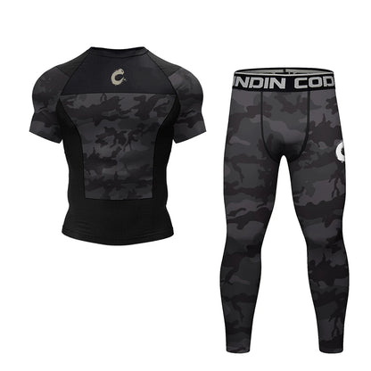 Apex Ritual – 黒 ノーギ BJJ 柔術 Tシャツ & MMA ショーツセット – ラッシュガード & コンプレッションウェア