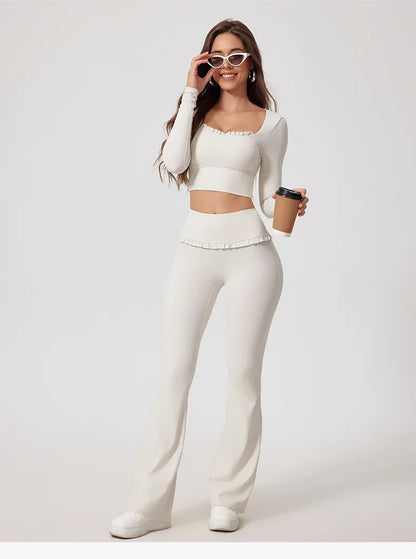 Women's Workout Wide-Leg Slim Fit Two-Piece Set
