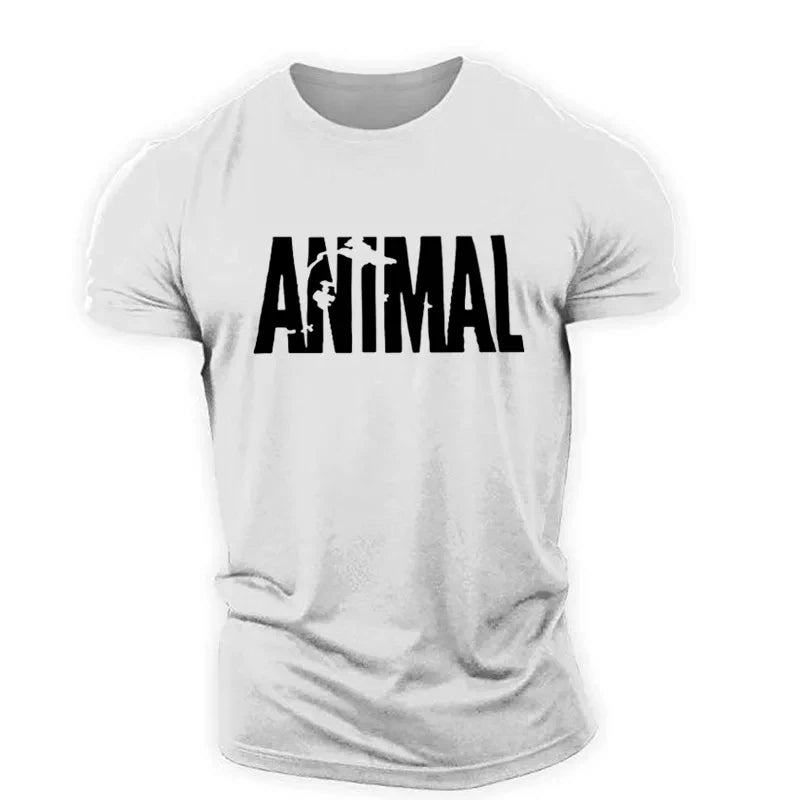 Apex Ritual – Animal Letter メンズオーバーサイズジムTシャツ – ミニマリストOネックストリートウェアスポーツウェア