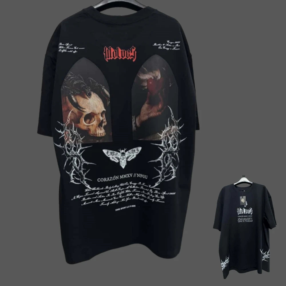 Apex Ritual – アニメプリント メンズクルーネックTシャツ – ゆったりカジュアル フィットネストレーニング コットンTee