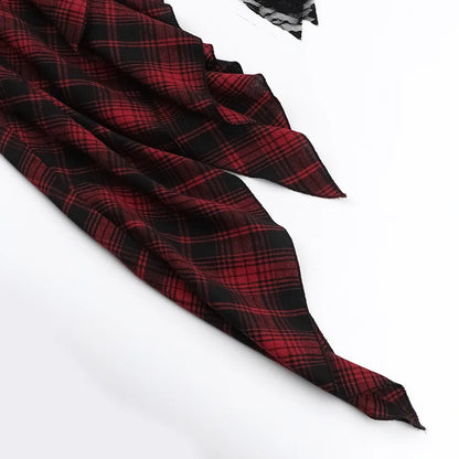 Women's Plaid Lace Spaghetti-Strap Midi Dress