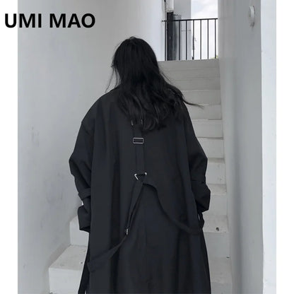 Black Oversized Dark Trench Windbreaker