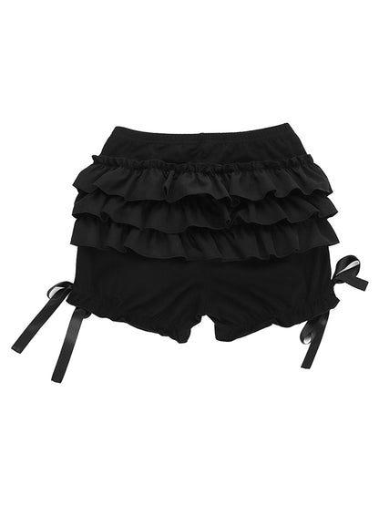 Fashion Women Bloomer Shorts Summer Elastic Waist Layered Solid Casual Shorts Streetwear for Daily Streetwear Casual Outfits