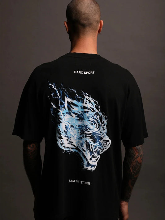 Apex Ritual – 雷狼頭プリント綿Tシャツ – クルーネック半袖ユニセックス